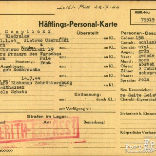 Karta osobowa KL Mauthausen